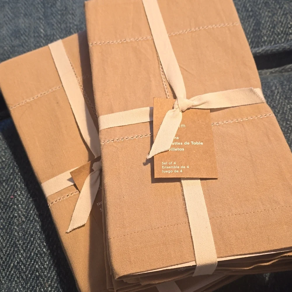 Window Pane Napkin Set of 4, Color: Camel, Retail Price $40.00 USD